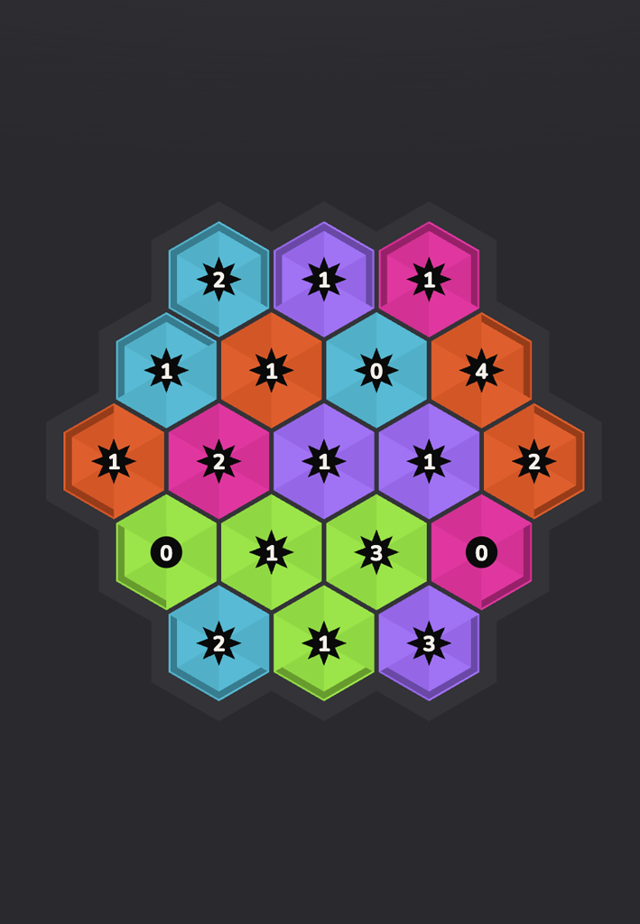 Hexact hexagonal board with numbered tiles