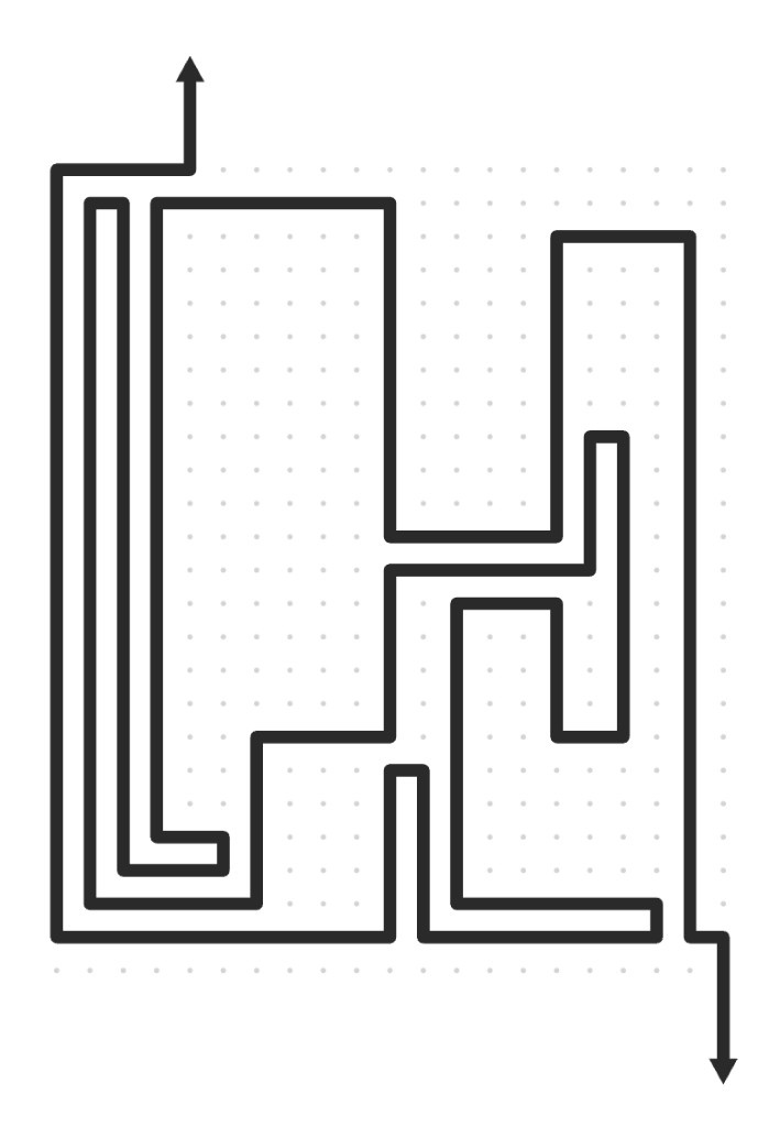 Midcoil rope coiled on a dotted grid